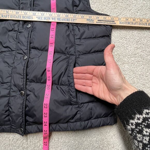 Lands' End Women's Down Filled Puffer Vest Size XL 18 Black Quilted Button Front - Picture 7 of 8